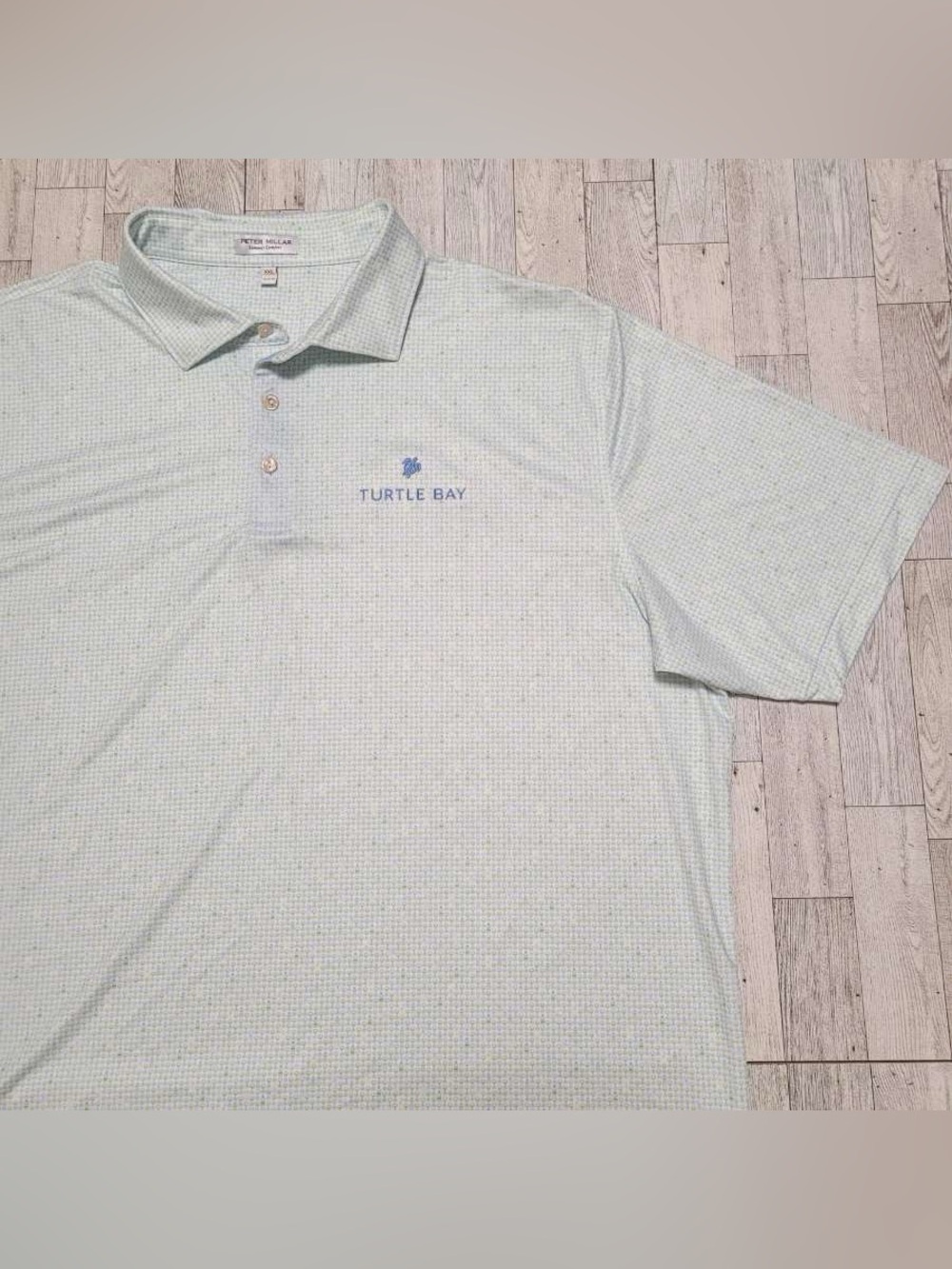 Peter Millar Summer Comfort Cocktail White Blue Athletic Golf Polo Men's XXL